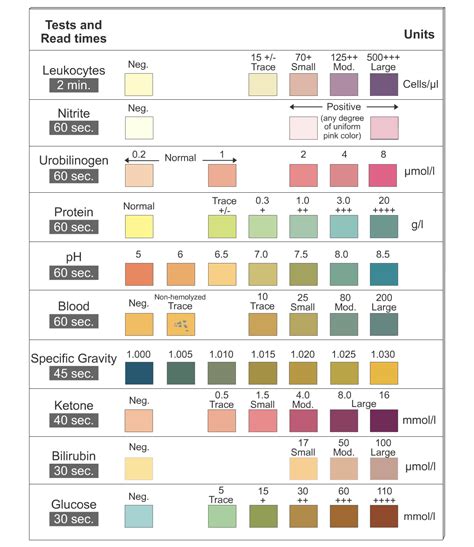 normal urine test results chart